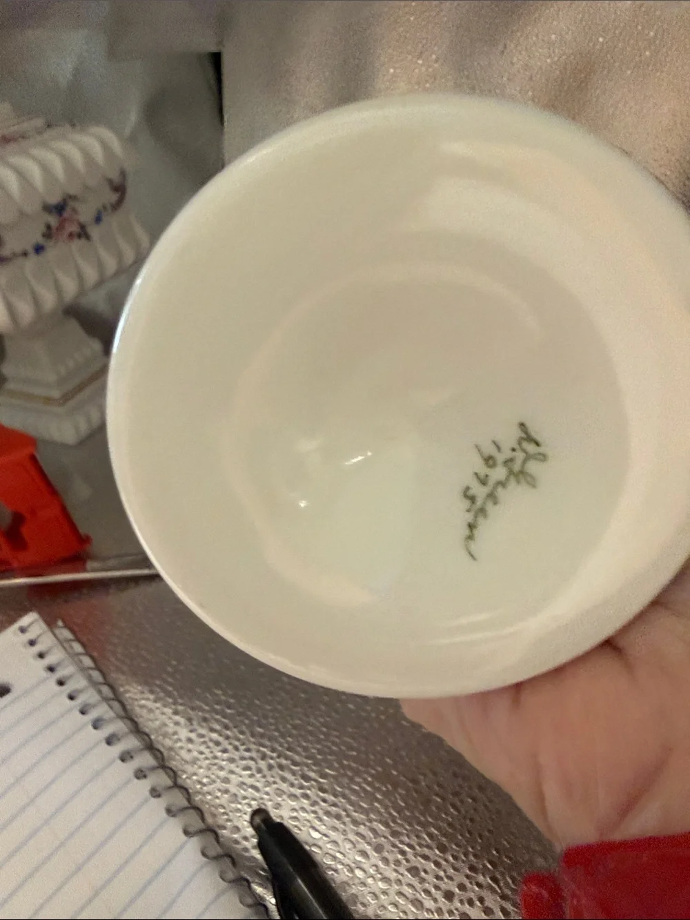 Vintage Westmoreland Hand Painted Opaque White Milk Glass Candy Dish